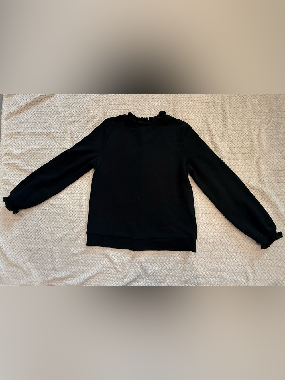 Who What Wear women’s Black Crewneck Sweater with Ruffle Neck